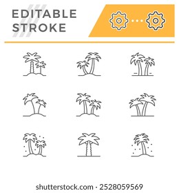 Set line icons of palm