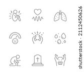 Set line icons of panic attack