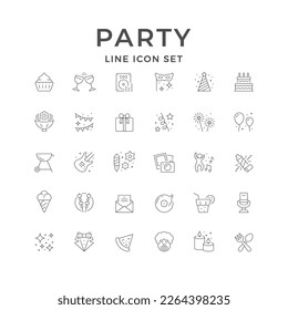 Set line icons of party