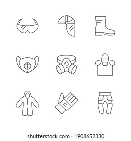 Set Line Icons Of Personal Protective Equipment