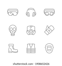 Set line icons of personal protective equipment
