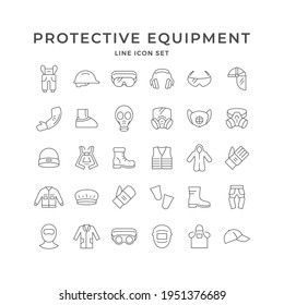 Set line icons of personal protective equipment