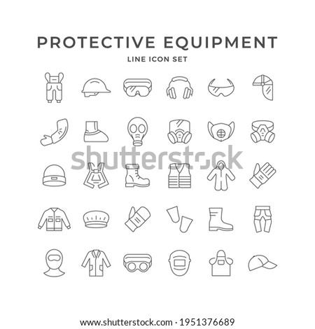 Set line icons of personal protective equipment