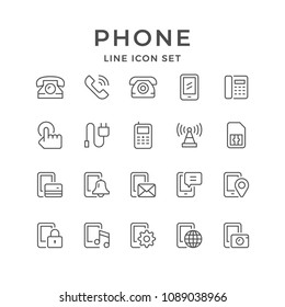 Set line icons of phone