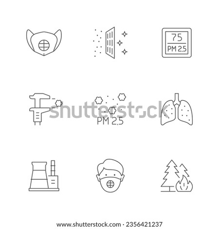 Set line icons of PM 2.5 pollution