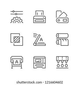 Set line icons of print