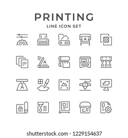 Set line icons of print