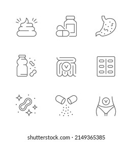 Set line icons of probiotics