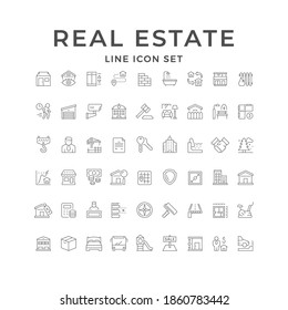 Set line icons of real estate