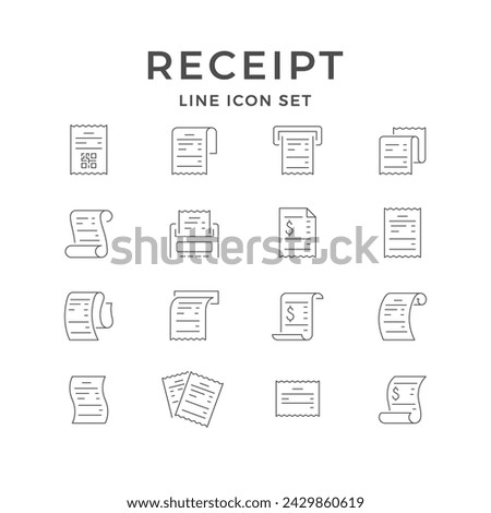 Set line icons of receipt