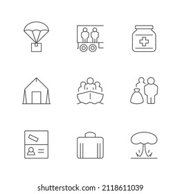 Set line icons of refugee