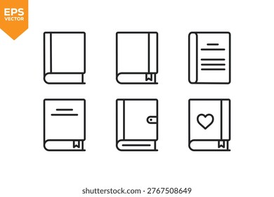 Set of line icons related to Book, E-Learning, School. Vector illustration.