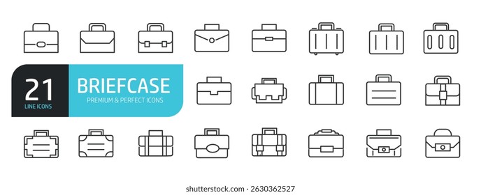 Set of line icons related to briefcase, portofolio, job. Outline icons collection. Vector illustration stock illustration