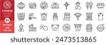 A set of line icons related to China and Chinese traditions. China, Chinese, culture, objects, foods, language, currency, dress and so on. Vector outline icons set. Chinese new year.