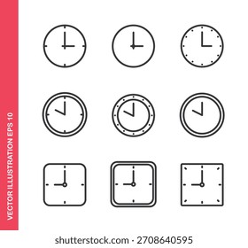 Conjunto de iconos de línea relacionados con el reloj. Colección de iconos de contorno. Trazo editable. Ilustración vectorial