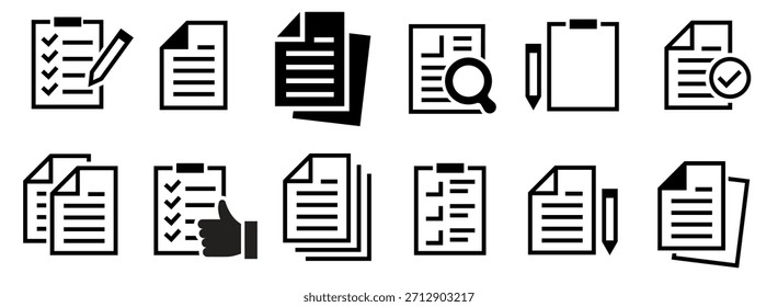 Set of line icons related to Document, Paper document page icon. Edit document symbol, logo illustration. Flat style icons set. Vector illustration