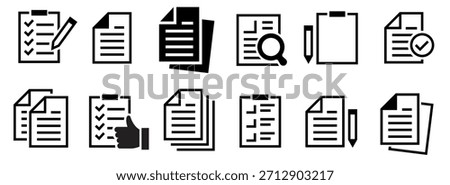 Set of line icons related to Document, Paper document page icon. Edit document symbol, logo illustration. Flat style icons set. Vector illustration