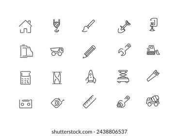 Set of line icons related to labor