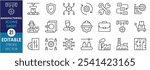 A set of line icons related to Manufacturing. Product, industry, automation, machines, electric, heavy, production, manager, employee, job, and so on. Vector editable stroke.