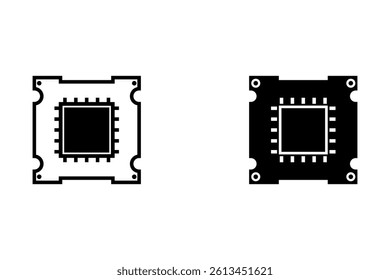 A set of line icons related to microprocessors. CPU, processors, memory, motherboard, video, cooling, multi processing system and so on. Vector outline icons set.