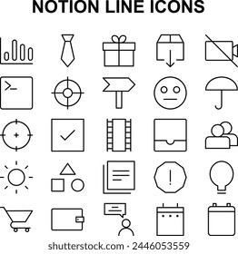 Set of line icons related to Notion.