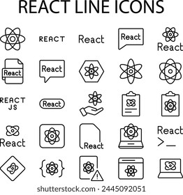Set of Line Icons Related to React. They are easy to extend, style and integrate into your project.