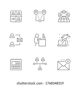 Set line icons of remote work