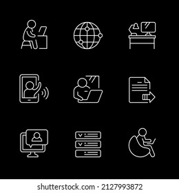 Set line icons of remote work