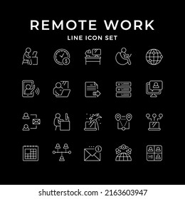 Set line icons of remote work