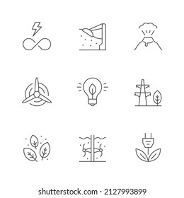 Set line icons of renewable energy sources