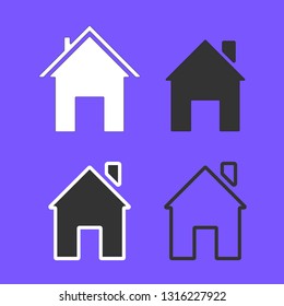 Set of line icons representing house isolated on violet background. House and home simple symbols. Vector illustration EPS 10.