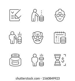 Set line icons of retirement or pension