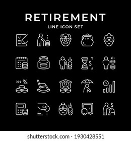 Set line icons of retirement or pension