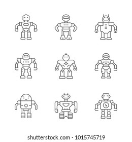 Set line icons of robot