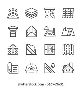 Set line icons of roof - Shutterstock ID 516963631