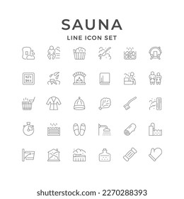 Set line icons of sauna