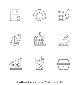 Set line icons of school