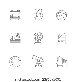Set line icons of school