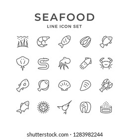 Set line icons of seafood