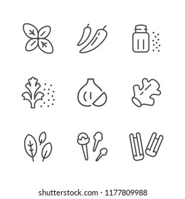 Set line icons of seasoning