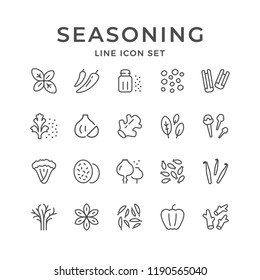 Set line icons of seasoning