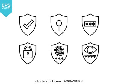 Conjunto de iconos de línea Sistema de seguridad. Iconos de contorno colección ilustración de stock