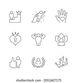 Set line icons of self esteem