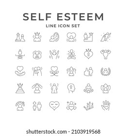 Set line icons of self esteem