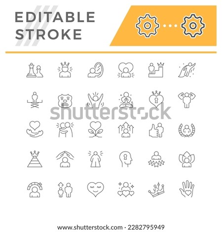 Set line icons of self esteem
