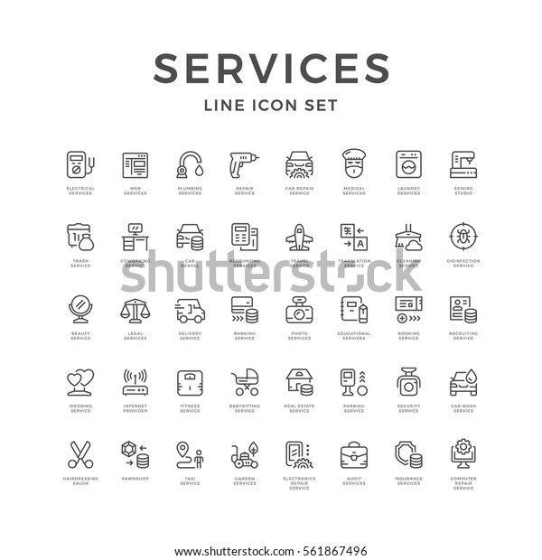 Set line icons of service isolated on white.\
Vector illustration