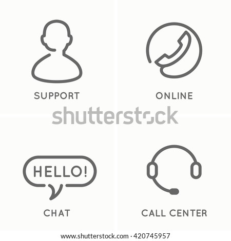 The set of line icons for the service and support of call center Vector illustration.