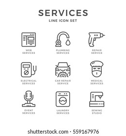 Set Line Icons Of Services