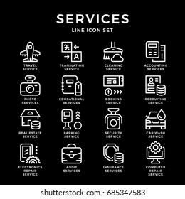 Set line icons of services