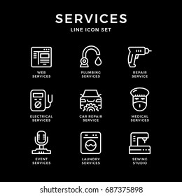 Set line icons of services